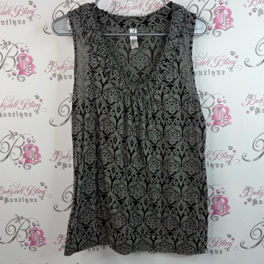 Velvet rose tank top paisley floral ornate Black and Gray Lace Pattern Tank Top
